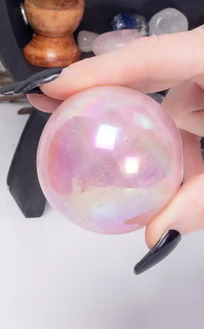 Aura Rose Quartz Crystal Sphere-Crystals-Tragic Beautiful
