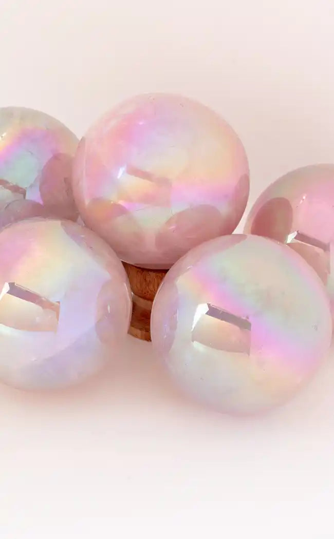 Aura Rose Quartz Crystal Sphere-Crystals-Tragic Beautiful