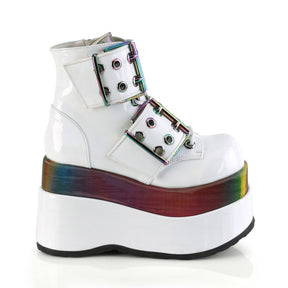 BEAR-104 White Patent Rainbow Platform Boots-Demonia-Tragic Beautiful