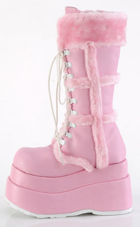 BEAR-202 Baby Pink Knee-High Boots-Demonia-Tragic Beautiful
