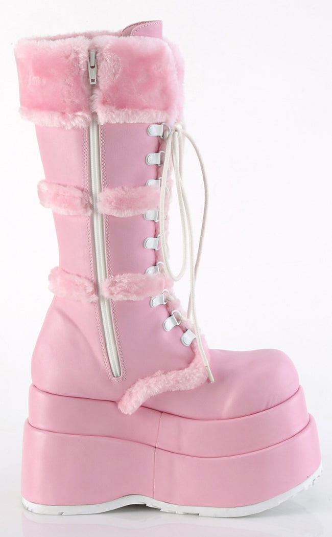 BEAR-202 Baby Pink Knee-High Boots-Demonia-Tragic Beautiful
