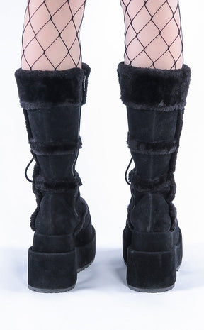 BEAR-202 Black Suede Knee-High Boots-Demonia-Tragic Beautiful