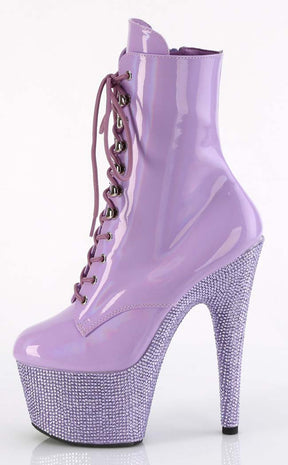 BEJEWELED-1020-7 Lavender Holo Rhinestone Boots-Pleaser-Tragic Beautiful