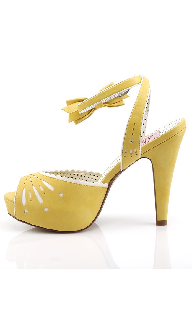 BETTIE-01 Yellow Faux Leather Heels-Pin Up Couture-Tragic Beautiful