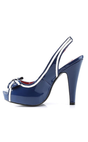 BETTIE-05 Navy Blue Pat Heels-Pin Up Couture-Tragic Beautiful