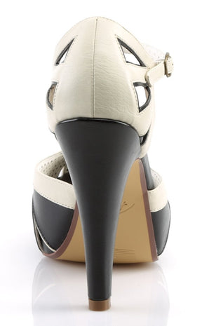 BETTIE-25 Blk-Cream Faux Leather Heels-Pin Up Couture-Tragic Beautiful