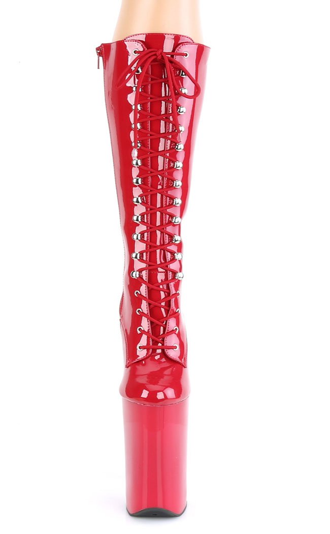 BEYOND-2020 Red Patent Knee High Boots-Pleaser-Tragic Beautiful