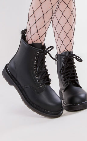 BOLT-100 Black Lace Up Boots (Au Stock)-Demonia-Tragic Beautiful