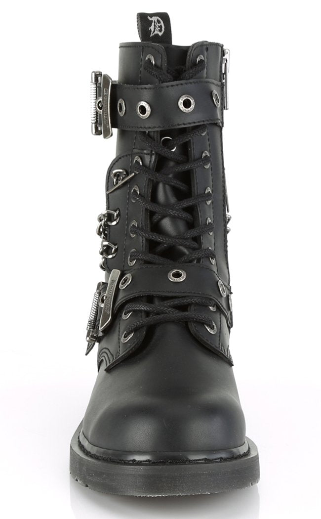 BOLT-250 Black Lace Up Chain Boots-Demonia-Tragic Beautiful