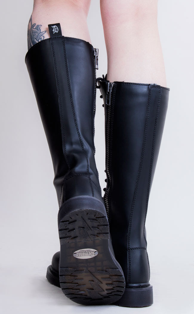 BOLT-400 Black Knee High Boots-Demonia-Tragic Beautiful