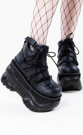 BOXER-13 Black Platform Sneakers-Demonia-Tragic Beautiful