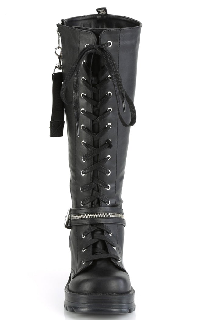 BRATTY-206 Black Knee High Boots-Demonia-Tragic Beautiful