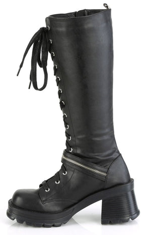 BRATTY-206 Black Knee High Boots-Demonia-Tragic Beautiful