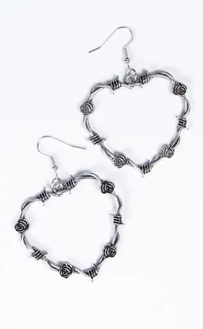 Barbed Wire Heart Earrings-Gothic Jewellery-Tragic Beautiful