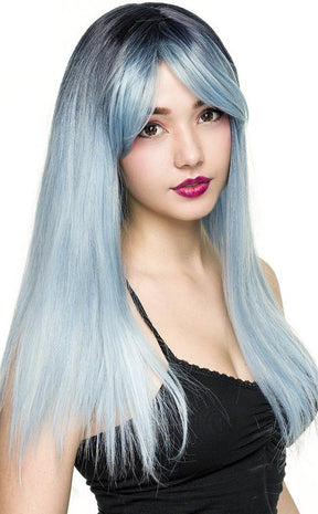 Bella Dark Root Long Blue Ice Wig-Rockstar Wigs-Tragic Beautiful