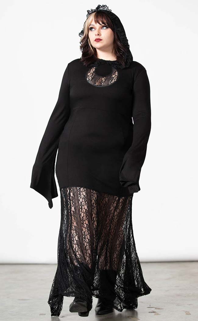 Besome Hooded Maxi Dress [Plus-Size]-Killstar-Tragic Beautiful