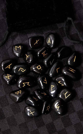 Black Agate Elder Futhark Rune Set-Aether-Tragic Beautiful