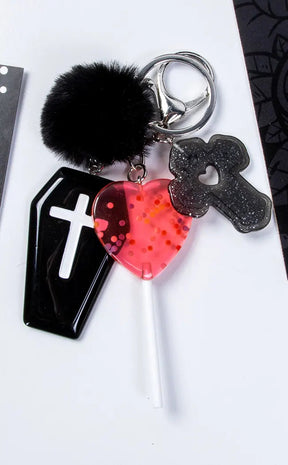 Black Candy Coffin Keychain-Cold Black Heart-Tragic Beautiful