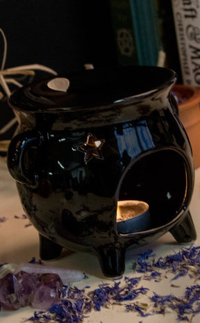 Black Cauldron Oil Burner-Cauldrons-Tragic Beautiful