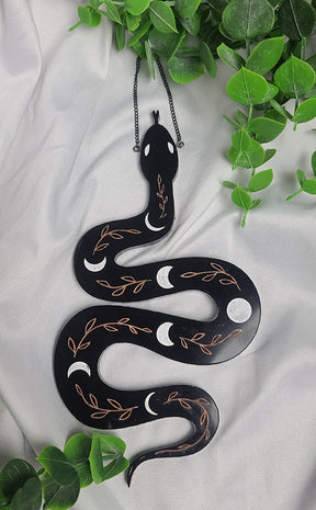 Black Moon Phase Snake Wall Hanging-Curio Resins-Tragic Beautiful