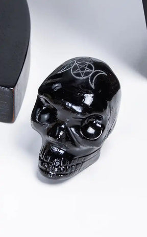 Black Onyx Crystal Skulls w Triple Moon-Crystals-Tragic Beautiful