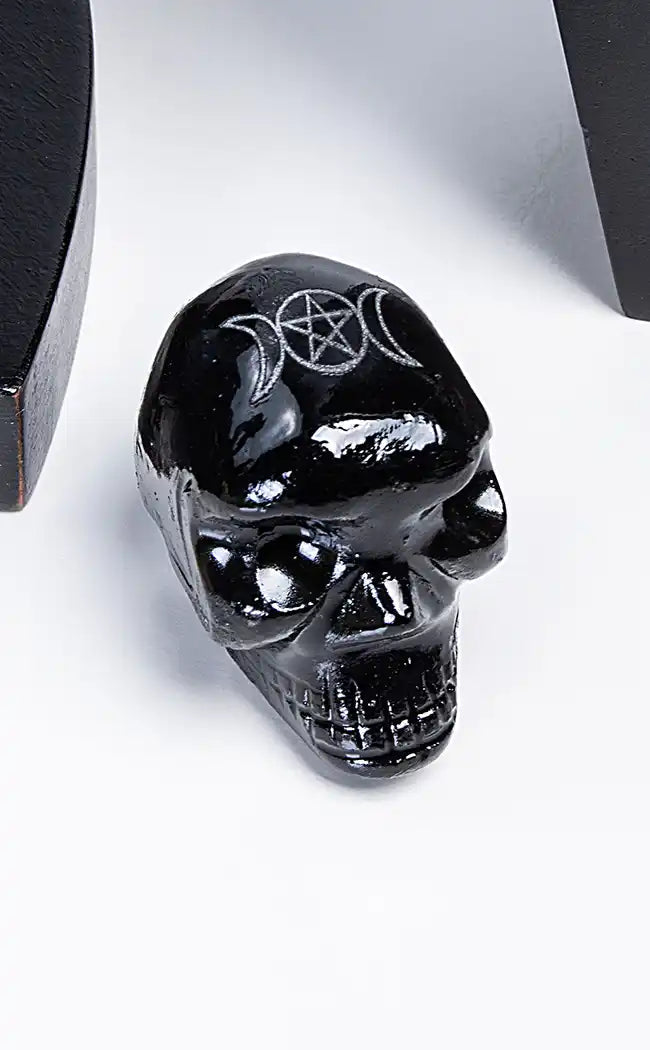 Black Onyx Crystal Skulls w Triple Moon-Crystals-Tragic Beautiful
