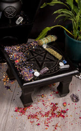 Black Pentacle Midi Altar Table-TB-Tragic Beautiful