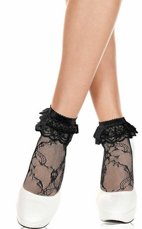 Black Ruffle Lace Anklets-Music Legs-Tragic Beautiful