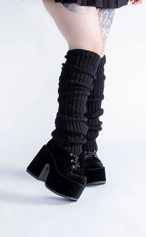 Black Swan Knit Black Leg Warmers-Cold Black Heart-Tragic Beautiful