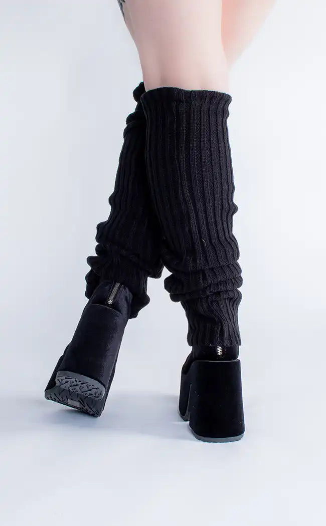 Black Swan Knit Black Leg Warmers-Cold Black Heart-Tragic Beautiful