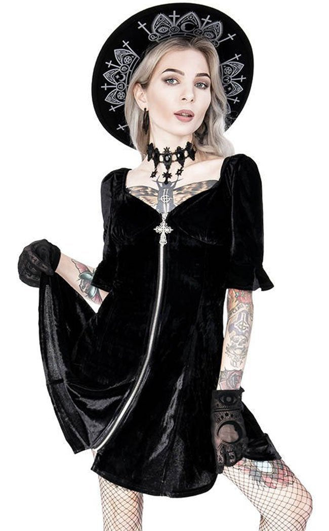 Black Velvet Sweetheart Dress-Restyle-Tragic Beautiful