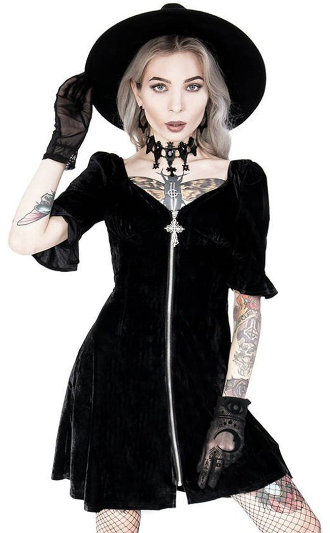 Black Velvet Sweetheart Dress-Restyle-Tragic Beautiful