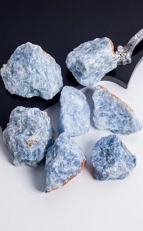 Blue Calcite Raw Rough Chunk-Crystals-Tragic Beautiful