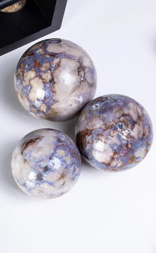Blue Flower Agate Spheres-Crystals-Tragic Beautiful