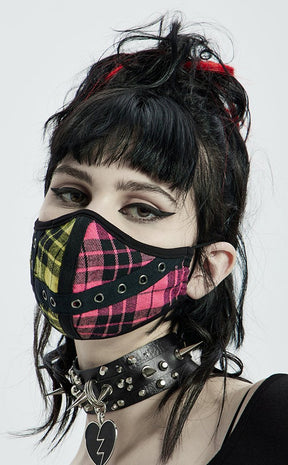Bright Stuff Tartan Face Mask-Punk Rave-Tragic Beautiful