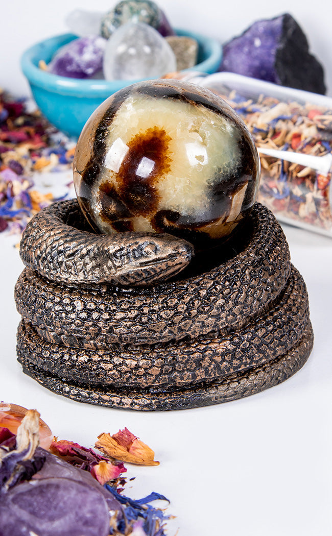 Bronze Snake Tealight or Sphere Holder-Curio Resins-Tragic Beautiful