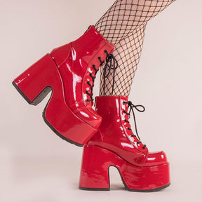 CAMEL-203 Red Patent Ankle Boots-Demonia-Tragic Beautiful