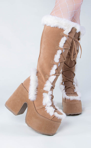 Demonia CAMEL-311 Faux Suede Platform Boots Alt Footwear Australia