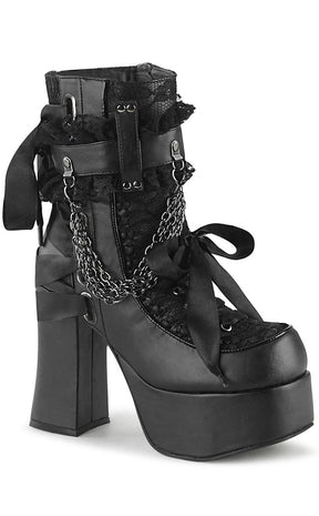 CHARADE-110 Black Lace Boots-Demonia-Tragic Beautiful