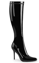 CLASSIQUE-2000 Black Stretch Patent Knee Boots-Pleaser-Tragic Beautiful