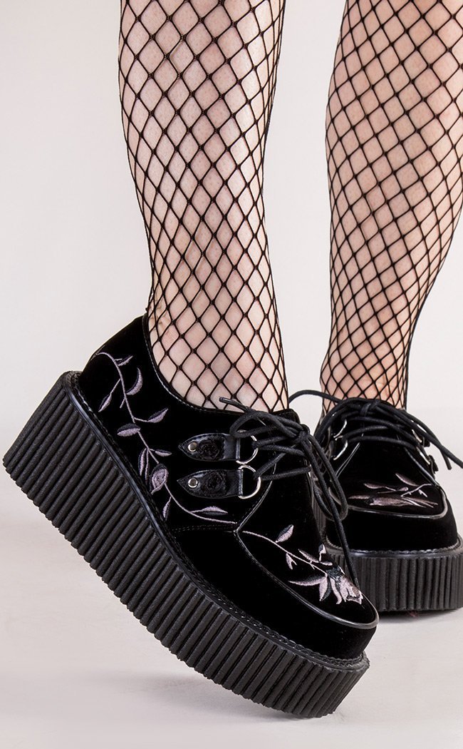 CREEPER-219 Black Velvet Creepers-Demonia-Tragic Beautiful