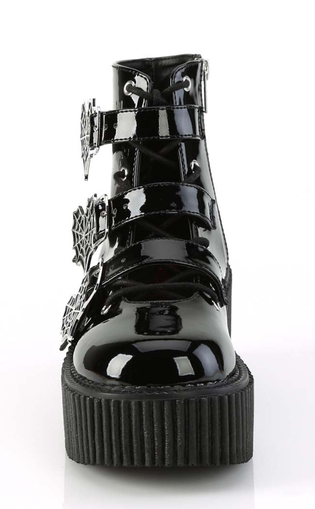 CREEPER-260 Black Patent Creeper Boots-Demonia-Tragic Beautiful