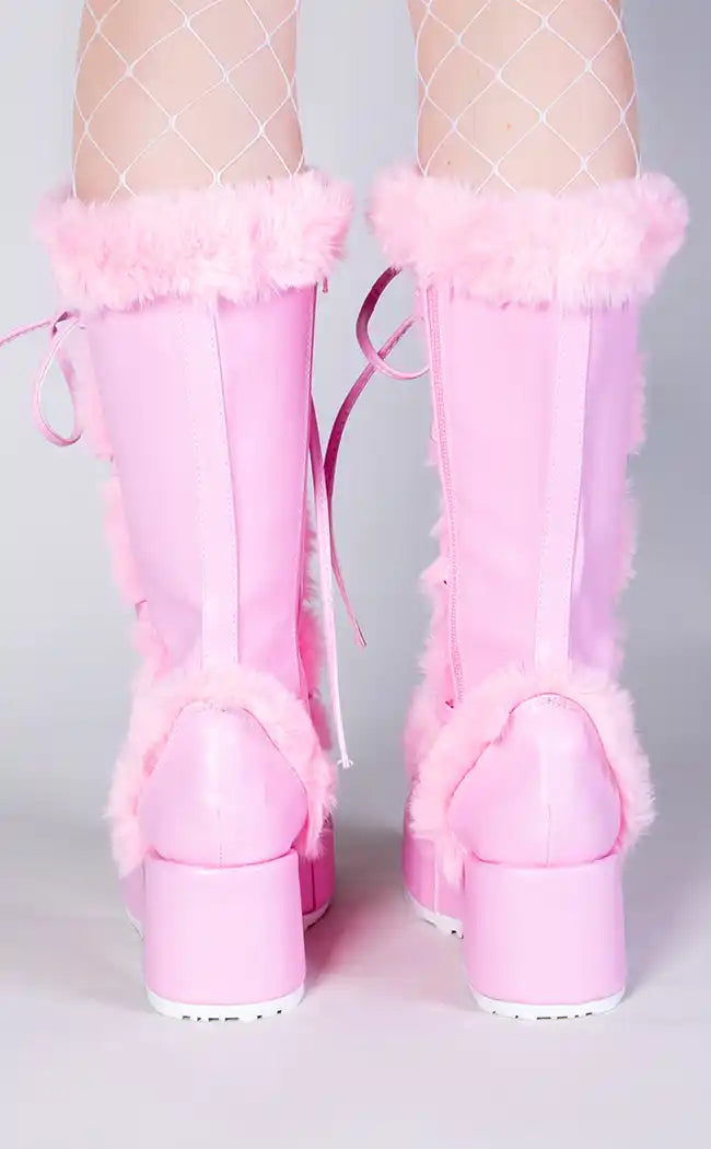 CUBBY-311 Baby Pink Vegan Suede Boots-Demonia-Tragic Beautiful