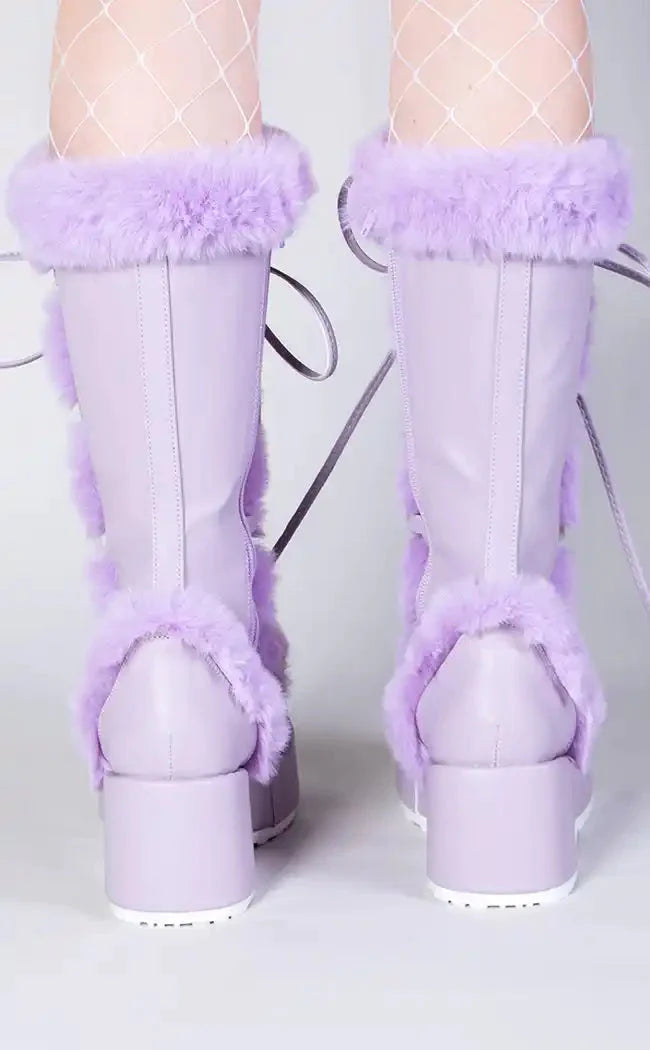CUBBY-311 Lavender Vegan Suede Boots-Demonia-Tragic Beautiful