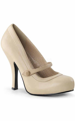 CUTIEPIE-02 Cream Pu Heels-Pin Up Couture-Tragic Beautiful