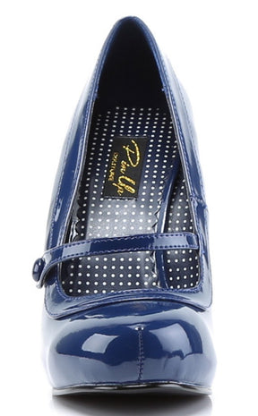 CUTIEPIE-02 Navy Blue Patent Heels-Pin Up Couture-Tragic Beautiful