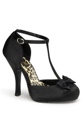 CUTIEPIE-12 Black Satin Heels-Pin Up Couture-Tragic Beautiful