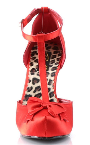 CUTIEPIE-12 Red Satin Heels-Pin Up Couture-Tragic Beautiful