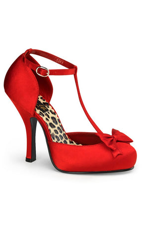 CUTIEPIE-12 Red Satin Heels-Pin Up Couture-Tragic Beautiful