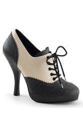 CUTIEPIE-14 Cream Black Oxford Heels-Pin Up Couture-Tragic Beautiful